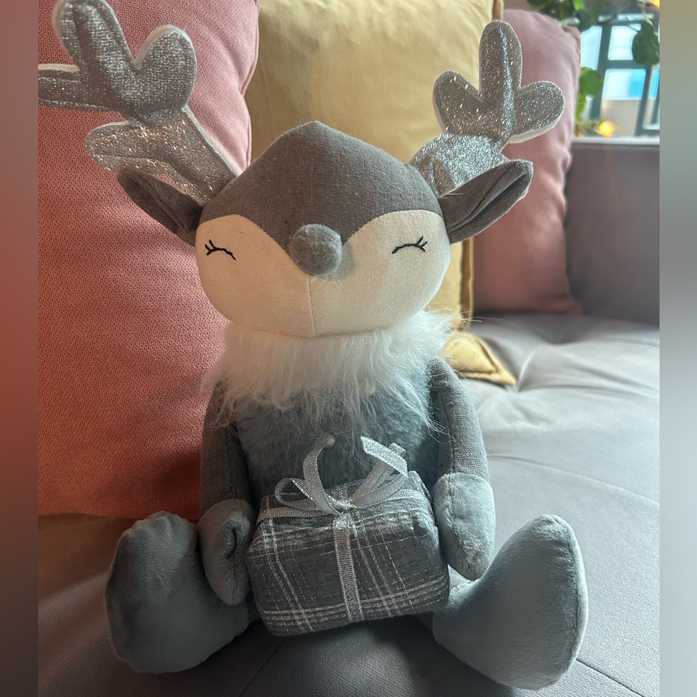Silver deer plush/ decor